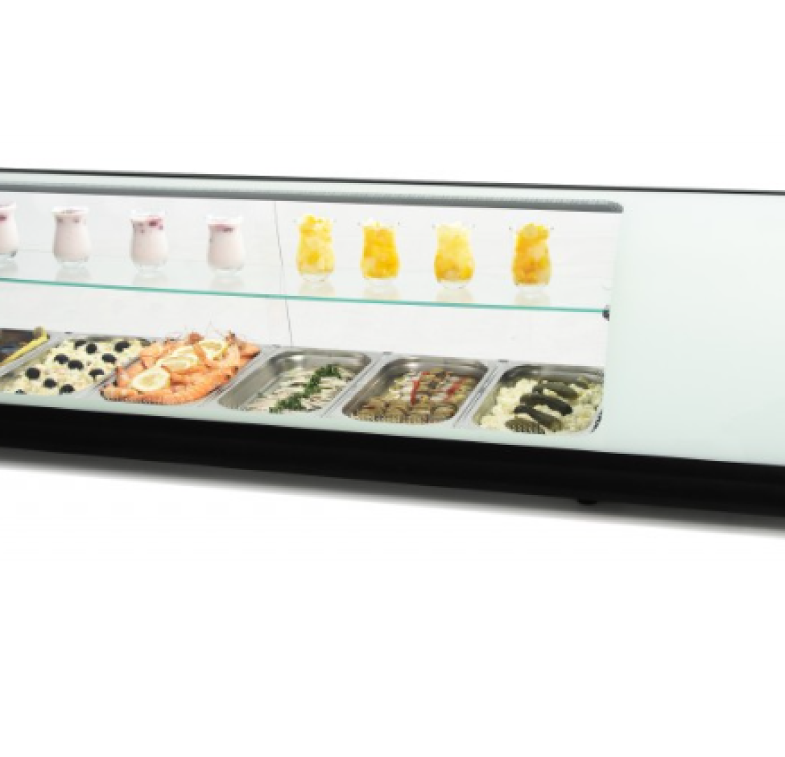 Vitrine refrigeradas 6 bandejas 2 camadas GN1/3 branca