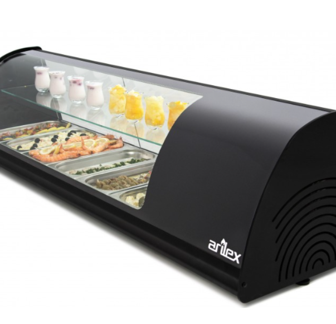 Vitrina refrigerada Capacidade 6 c/ 2 camadas Gn1/3 Preto