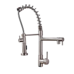 Torneira de Chuveiro Níquel Escovado com misturador de água quente e fria e guindaste com bico duplo