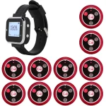 Sistema de chamada para restaurante / Beeper / Pager, 10 discos e 1 relógio, alcance 100m