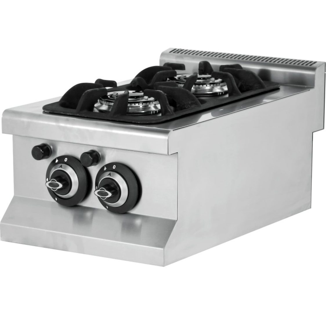 Fogão a gás de mesa 2 queimadores 2×3,6 kw 400x635x285mm