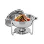 Conjunto 2 Rechauds / Aquecedores de alimentos para buffet redondos 4.5L em aço inoxidável