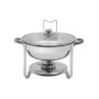 Rechaud / Aquecedor de alimentos para buffet redondo 5L em aço inoxidável prateado