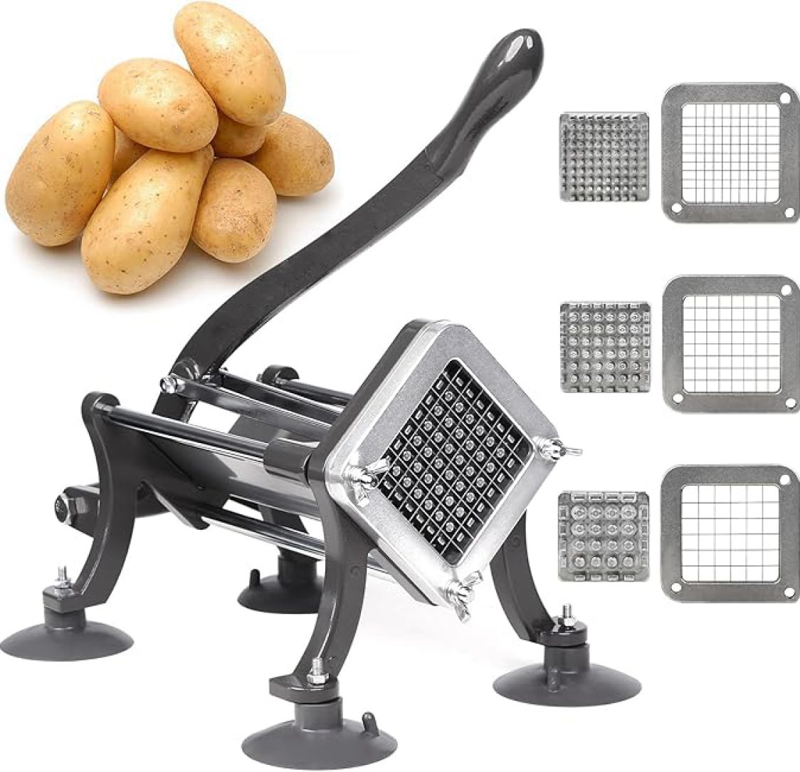Cortador de Batatas e Legumes Profissional Manual com 3 Lâminas de Corte