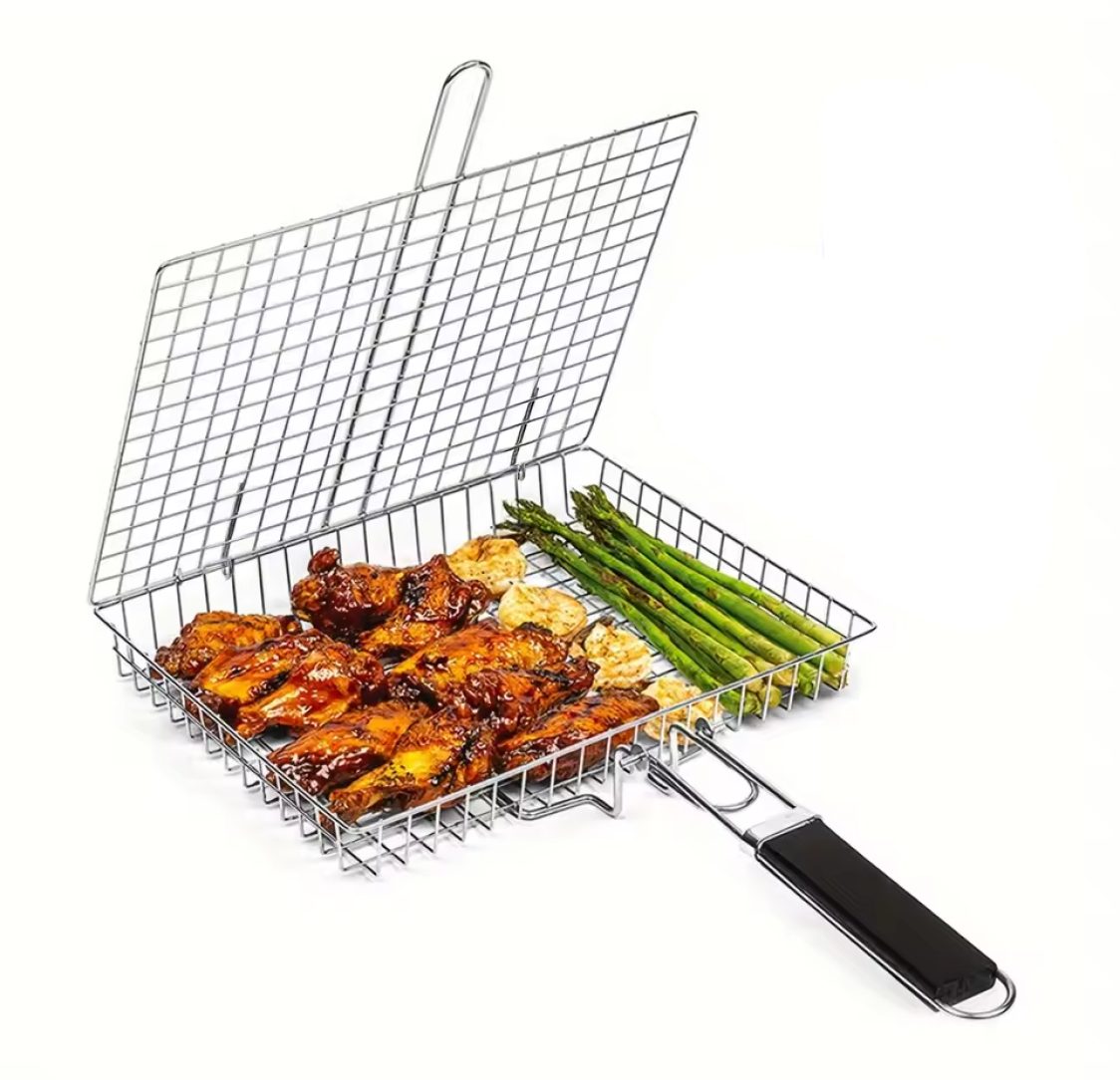 Grelha de Churrasco Quadriculada de Grande Capacidade