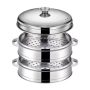 2 Camadas de Panela a Vapor com Tampa Ø31.4cm em Aço Inoxidável