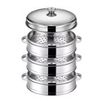 3 Camadas de Panela a Vapor com Tampa Ø20.5cm em Aço Inoxidável