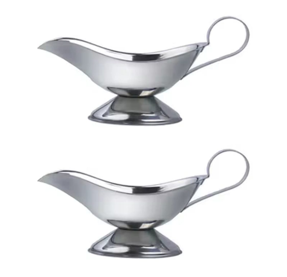 Conjunto 2 Molheiras Prateadas 140g em Aço Inoxidável