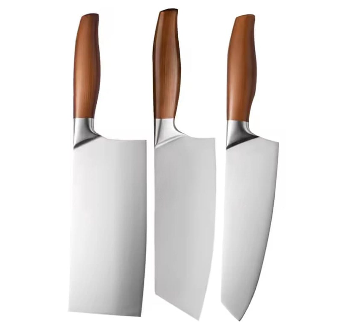 Conjunto de 3 Facas de Corte e de Chef e Cutelo Japonesas Profissionais