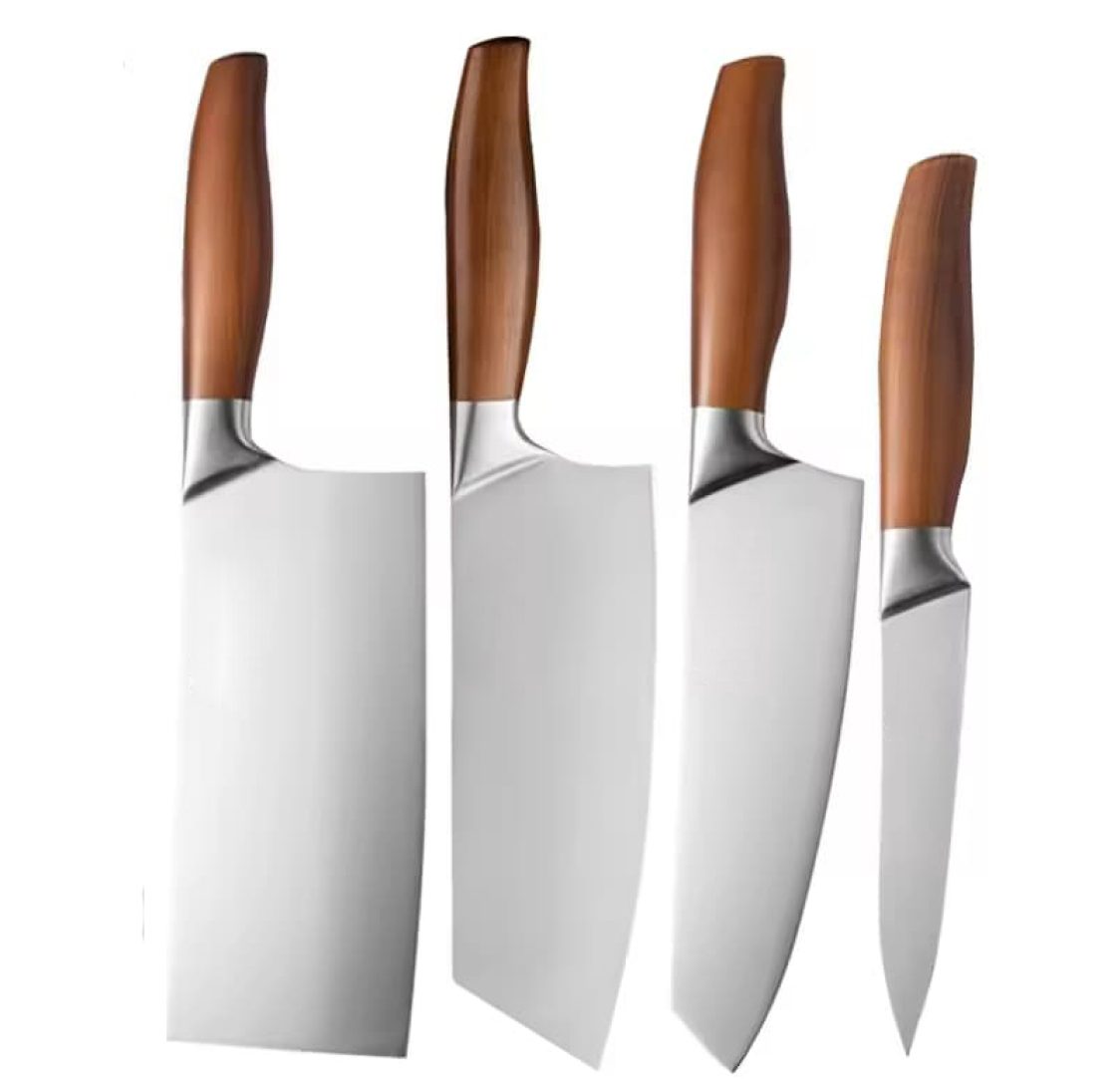 Conjunto de 4 Facas de Legumes e de Corte e de Chef e Cutelo Japonesas Profissionais