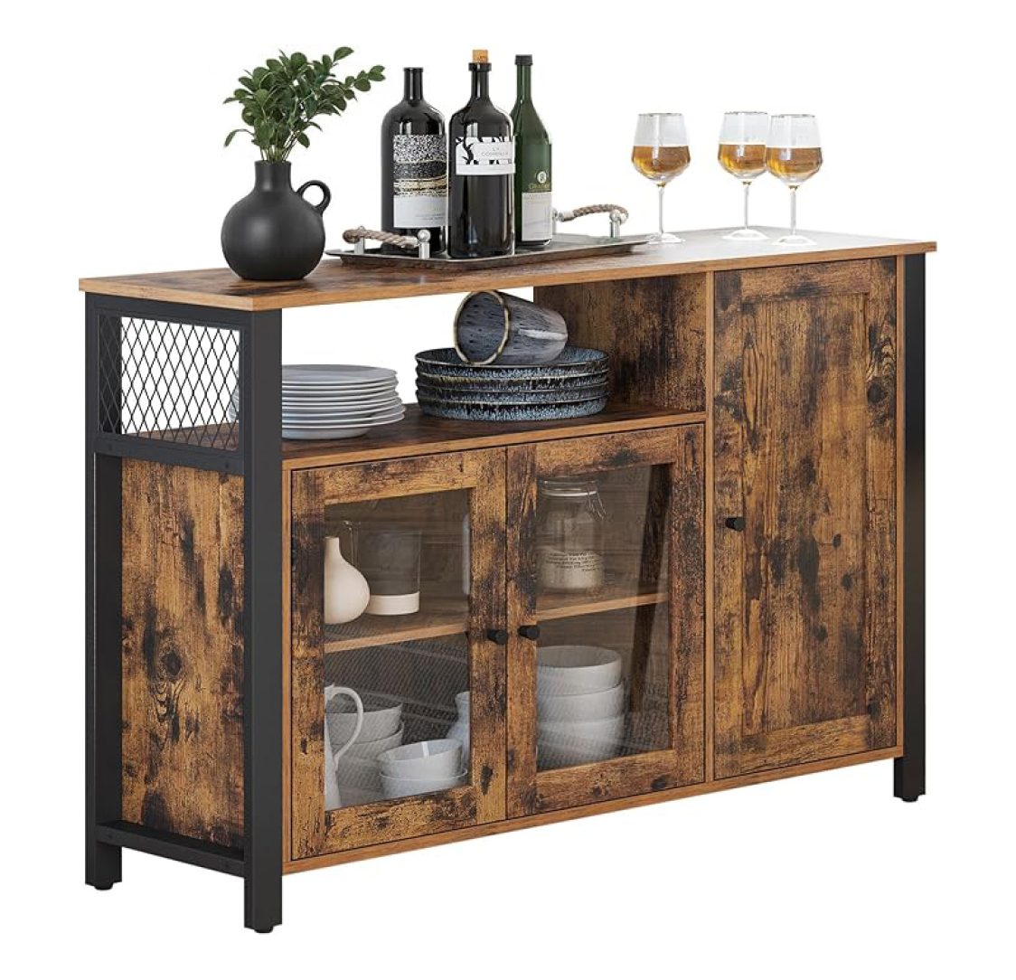 Aparador com 3 Portas e Prateleira Castanho Rústico