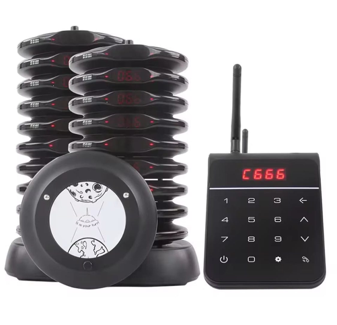Conjunto 20 Discos de chamada para restaurante / Beeper / Pager alcance 500m com teclado separado