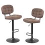 Conjunto de 2 Bancos de Bar Castanhos Efeito Pele Metálicos Acolchoados