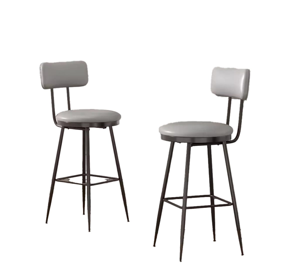 Conjunto de 2 Bancos de Bar Cinza Escuro Metálicos Acolchoados
