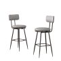 Conjunto de 2 Bancos de Bar Cinza Escuro Metálicos Acolchoados