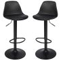 Conjunto de 2 Bancos de Bar Pretos Giratórios Acolchoados