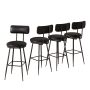 Conjunto de 4 Bancos de Bar Pretos Metálicos Acolchoados