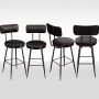 Conjunto de 4 Bancos de Bar Pretos Metálicos Acolchoados