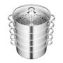 Panela a Vapor com 4 Camadas Ø46.5cm com Tampa em Aço Inoxidável