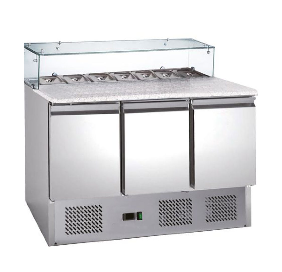Bancada Refrigerada para Pizzas 402L com 3 Portas 1365x700x1075mm