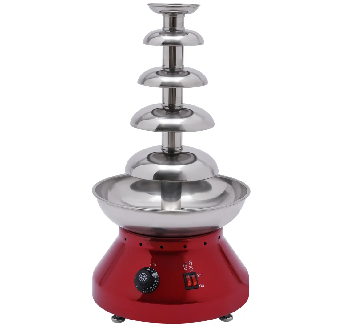 Fonte de Chocolate em Cascata com 5 Níveis Vermelha 230W